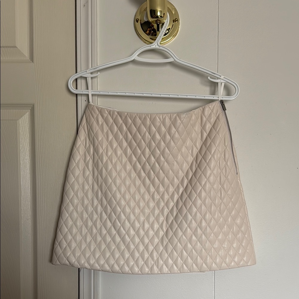 25. NWOT - Sunday Best Quilted Faux Leather Mini Skirt (Flynn Skirt - Bone)